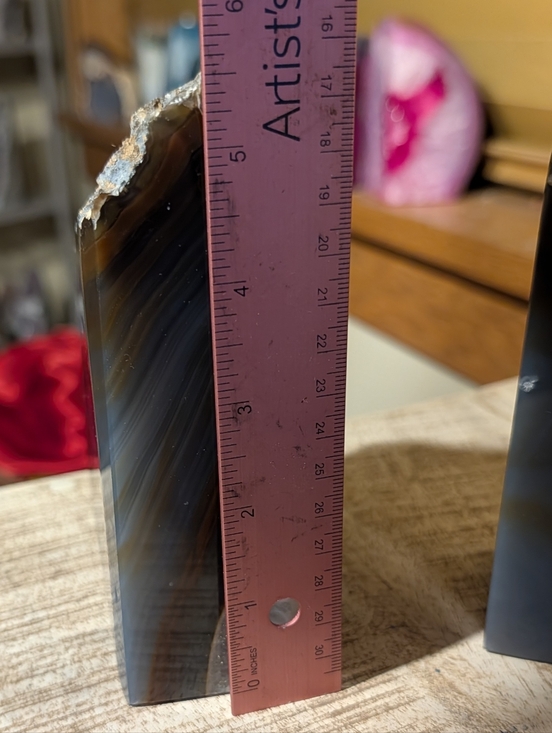 Pair Of Agate Geodes Bookends or Design Pieces Natural Color w/ Quartz Center - Picture 4 of 15